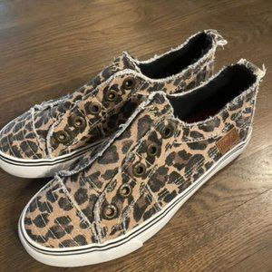 Blowfish Kids -  Black & Tan Leopard print slip on sneakers
